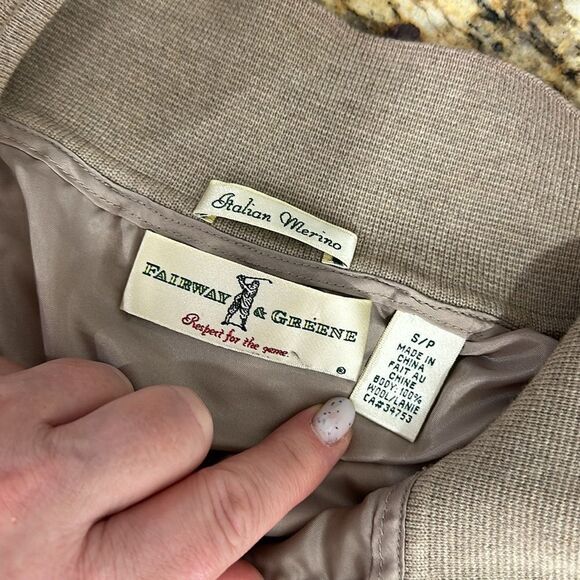 Fairway & Greene Beige Italian Merino Wool 1/4 Zip Sweater Size S - Picture 6 of 10